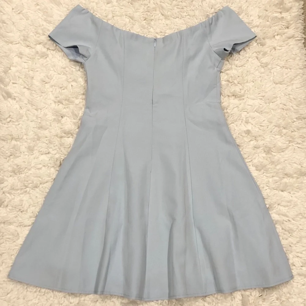 Revolve By The Way Monica Off Shoulder Fit & Flare Dress Blue Small - Picture 4 of 7